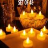 X Pulse Acrylic Led Tea Light Candle For Home Decoration 48 Piece, Yellow,