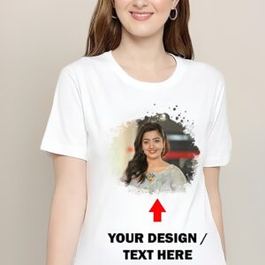 Photo T-Shirt Customized/Text Personalized Photo on T-shirt for Women's & Girls (Print Any Photo, Any Text, Any Design)