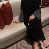 HBA NEW ARRIVAL TRENDING PARTY WEAR HIGH QUALITY ROUND NECK SLEEVES REMBO DIAMOND STONE WORK BURQA ABAYA HIJAB BUTTERFLY HANDWORK FARASHA JACKET EMBROIDERY ALL WORK BURQA ABAYA BURKHA - Image 3