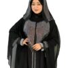 Stylish Farasha Abaya Burqa with Heavy Diamond Neckline: Soft Nida Fabric Perfection (Black) - Image 3