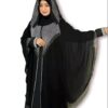 Stylish Farasha Abaya Burqa with Heavy Diamond Neckline: Soft Nida Fabric Perfection (Black) - Image 2