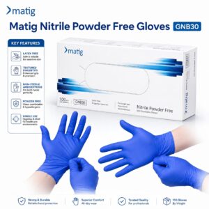 Matig Nitrile GNB30 Powder Free Gloves (Pack of 100) 50Pair