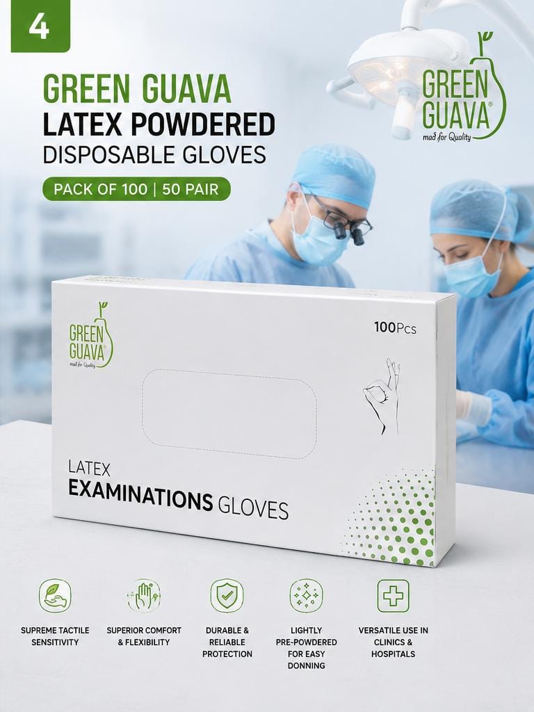 Green Guava Latex Powdered Disposable Gloves Pack of 100 50 Pair - Image 5