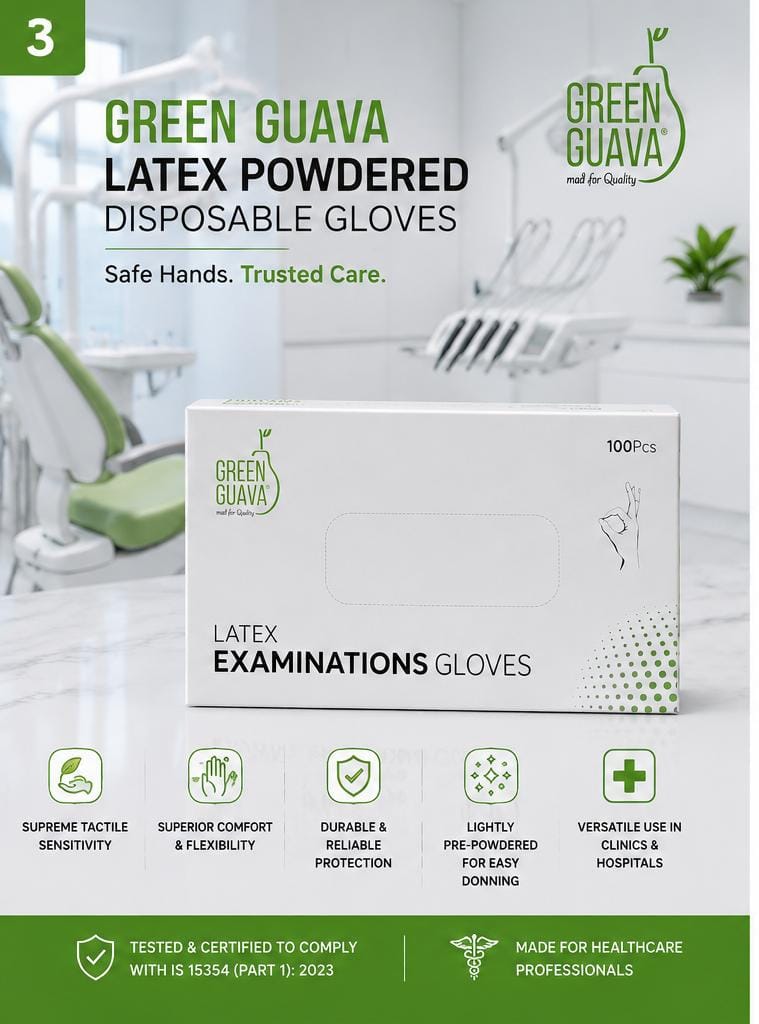 Green Guava Latex Powdered Disposable Gloves Pack of 100 50 Pair - Image 4