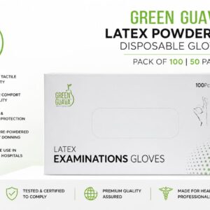 Green Guava Latex Powdered Disposable Gloves Pack of 100 50 Pair