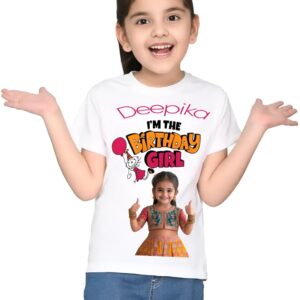 Customized Birthday Girl Photo T-Shirt for Kids | Name & Photo Print Tee