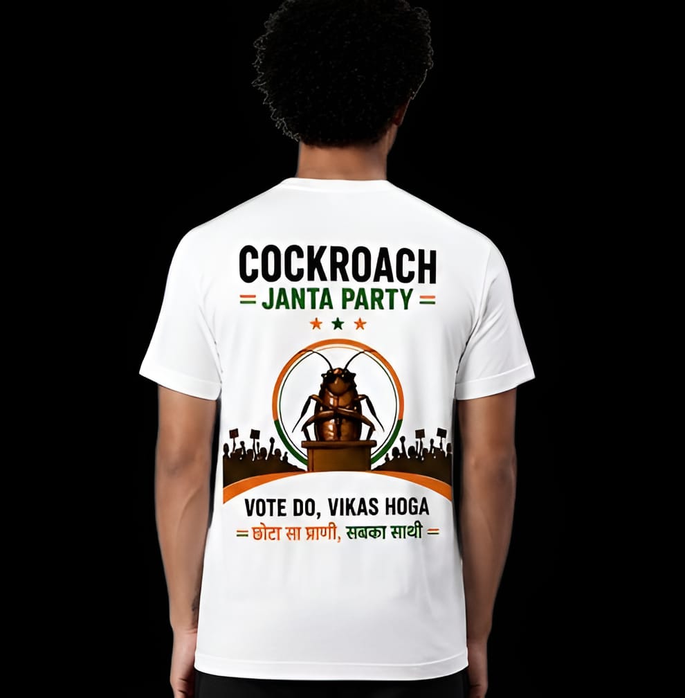 Cockroach Janta Party Front & Back Printed Oversized T-Shirt | Double Side Print | Unisex Casual Wear - Image 3
