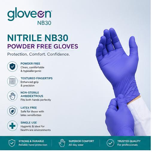 Gloveon Nitrile NB30 Powder Free Gloves (Pack of 100) - Image 6